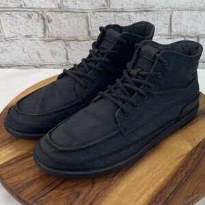 OluKai Nalukai Kapa Mens 11.5 Triple Black Canvas Ankle Boots 10377-4040